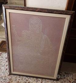 Quadro Madonna con Bambino Gesù uncinetto