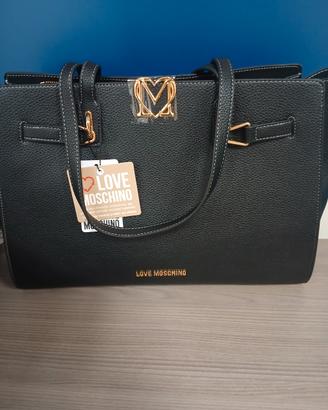 Borsa Moschino nera  con inserti dorati