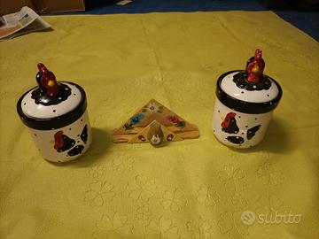 set da cucina vintage barattoli e partafazzoletti