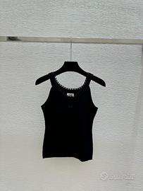 Top a canotta in maglia nera CELINE, taglia 38