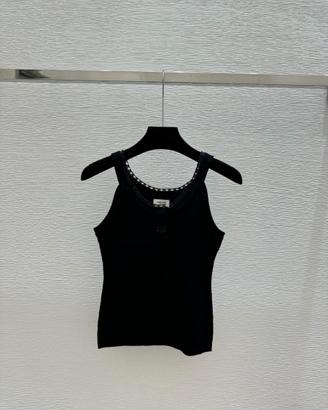 Top a canotta in maglia nera CELINE, taglia 38