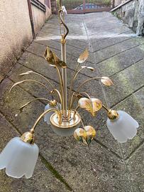 Lamoadario ottone e campanelle in vetro Sarina