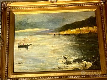 quadro a olio veduta di Posillipo con attestazione