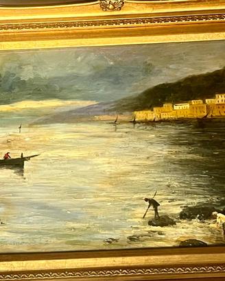 quadro a olio veduta di Posillipo con attestazione