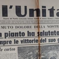 giornale vintage l'unità sciagura grande torino