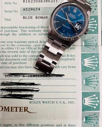 Rolex oyster perpetual datejust blu roman dial