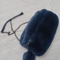 Borsa a Tracolla in Eco-pelliccia Blu