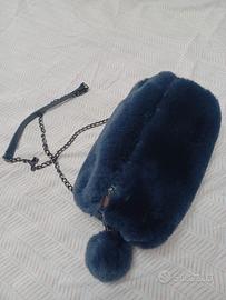 Borsa a Tracolla in Eco-pelliccia Blu