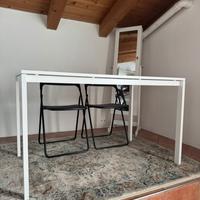 Tavolo bianco 125cm con 2 sedie pieghevoli