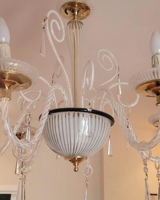 Lampadario in vetro artistico stile Murano, 4 luci