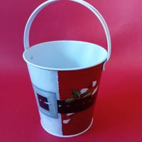 Secchiello in latta con decorazioni Natale 