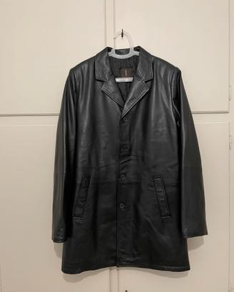 Cappotto pelle nera Conbipel