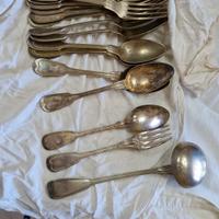 posate antiche in ottone e argento fine 800