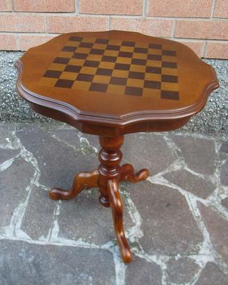 tavolino in legno con scacchiera diam. 52 x h. 58