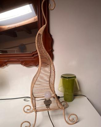 Lampada etnica in acciao e corda