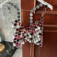 Crop Top con paillettes a specchietti