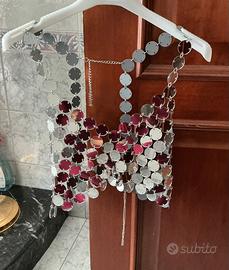 Crop Top con paillettes a specchietti