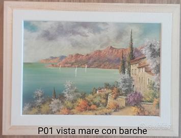 5 Paesaggi in acrilico + pass in cornice 13x18 