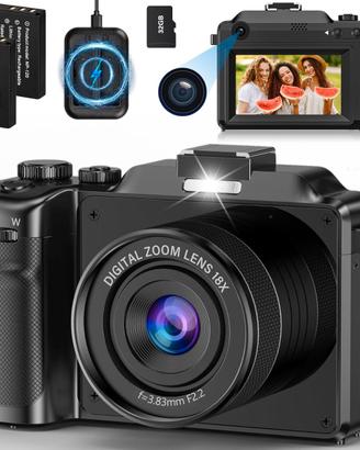 Macchina Fotografica 4K, 64MP 18X Fotocamera Digit