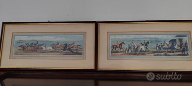 Coppia quadri stampe inglesi "Caccia alla volpe"