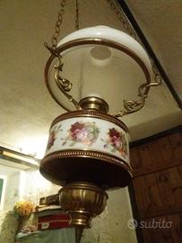 Lampadario d'epoca in porcellana, decoro floreale