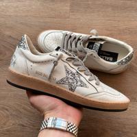 Golden goose ballstar glitter silver 37
