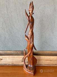 Scultura Balinese vintage Legno Intagliato a mano