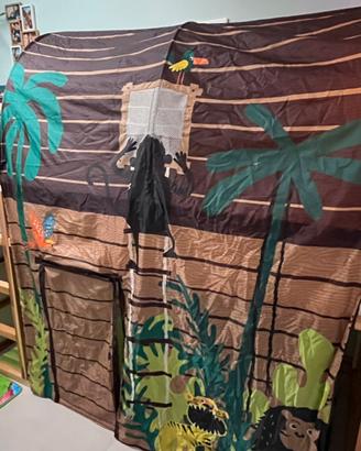Letto IKEA KURA + materasso ABYGDA + tenda giungla