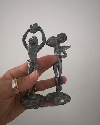 Statuette angeli cherubini peltro
