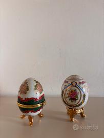 Coppia di Uova in Porcellana stile Fabergé