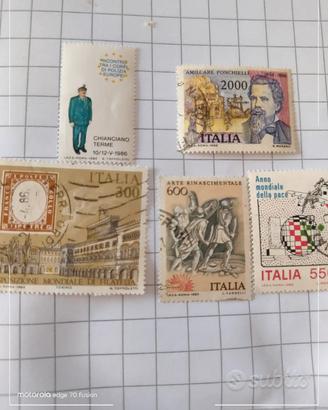 5 francobolli italiani 1986 usati