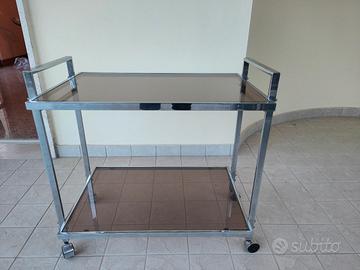 Carrello porta liquori in vetro e metallo vintage