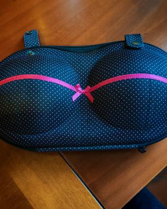 Beauty case da viaggio a pois rosa e fiocco