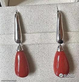 ORECCHINI ORO BIANCO 18kt. CON CORALLI NATURALI