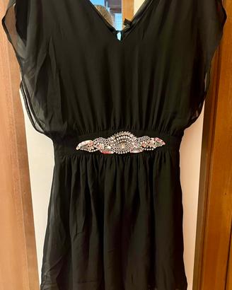 Vestito nero strass in vita BENETTON