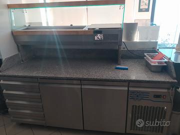 bancone pizza refrigerato 