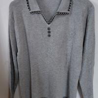 Polo Vintage anni 90s Dettagli Jacquard grigia