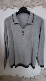 Polo Vintage anni 90s Dettagli Jacquard grigia