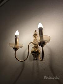 Applique in vetro ed ottone vintage 