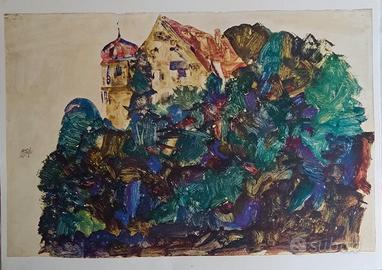 Egon Schiele -Schlob Bregenz(1912)-Collotipia 