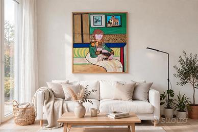 Quadro Donna con Gatto - Dipinto a Mano
