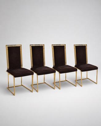 Set 4 sedie Romeo Rega anni ’70 in ottone Regency