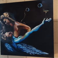 Quadro 80cmX80cm dipinto a mano blu