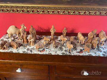 Presepe artigianale completo in vero legno impagli