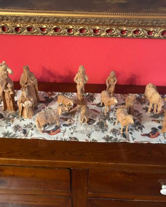 Presepe artigianale completo in vero legno impagli