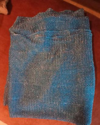 Sciarpona/scialle blu con strass