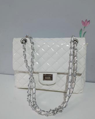 Borsa a spalla trapuntata bianca