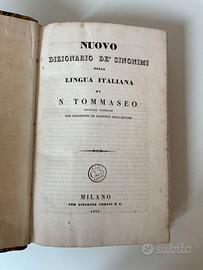 Libro antico "Nuovo Dizionario de Sinonimi" 1833