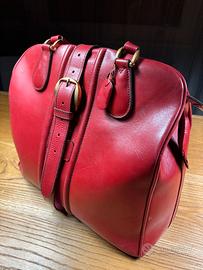 Borsone in pelle rossa made in England anni 60