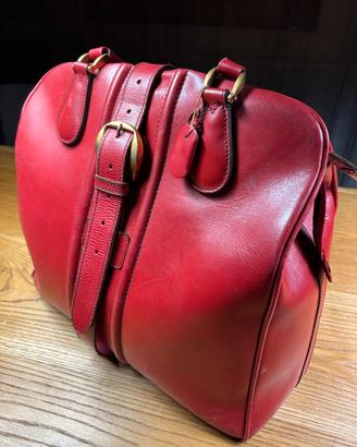 Borsone in pelle rossa made in England anni 60